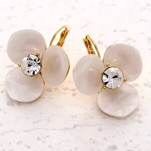 KATE SPADE NEW YORK ♠️ OVERSIZED CREAM DROP & DANGLE DISCO PANSY EARRINGS